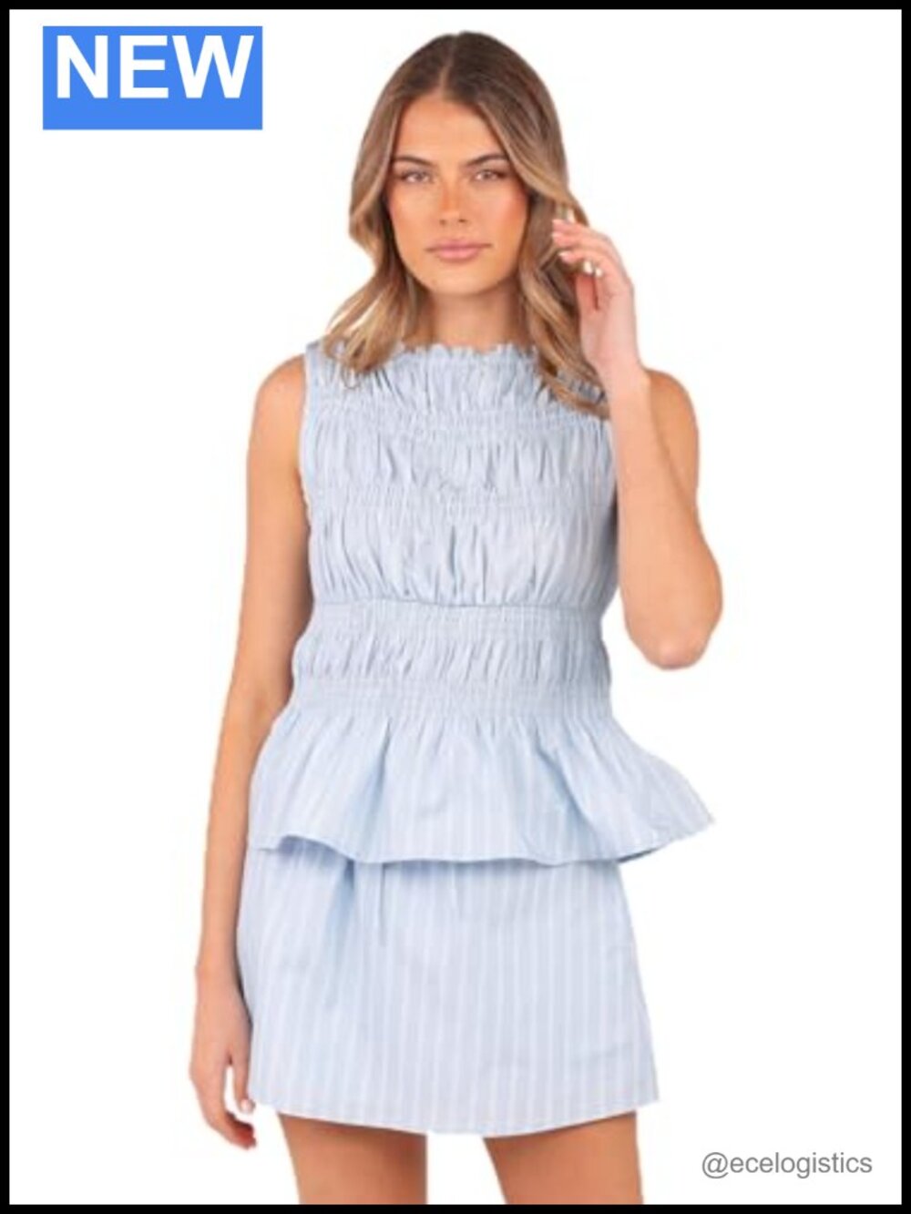Petal & Pup Cotton Top & Skirt Set Sleeveless Peplum High Rise